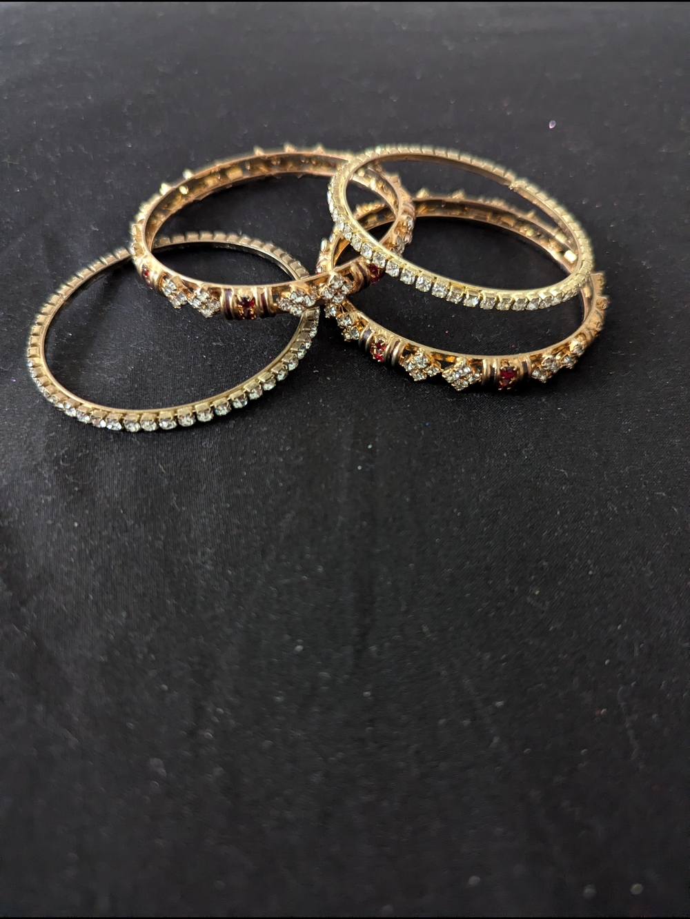 Gold Crystal & Ruby Accent Bangle Set - Women Jewelry